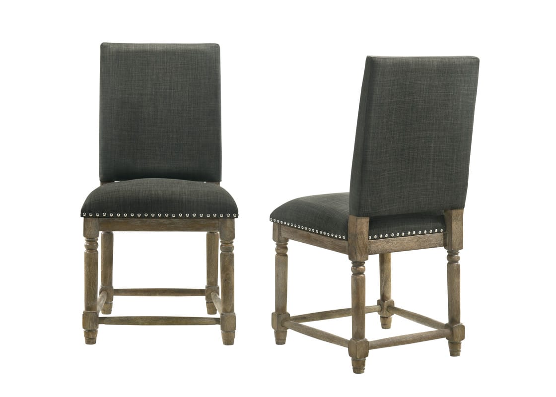 Gray Fabric Dining Chairs Set of 2 with Wood Legs for Kitchen Seating