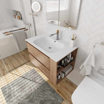 2 Drawer Wall Mounted Bathroom Vanity Cabinet