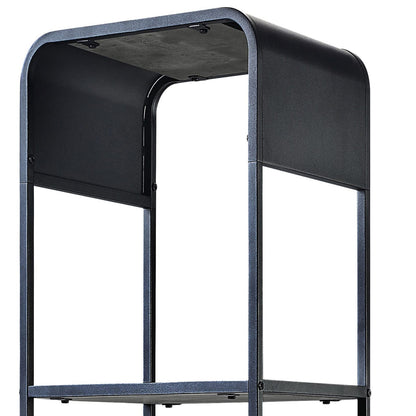 2-Shelf Side Pier with Drawer - Concrete Grey Black for Living Room