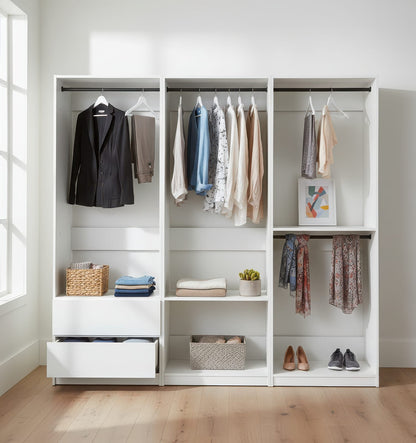 White Wood Walk-In Closet System - 5 Modules