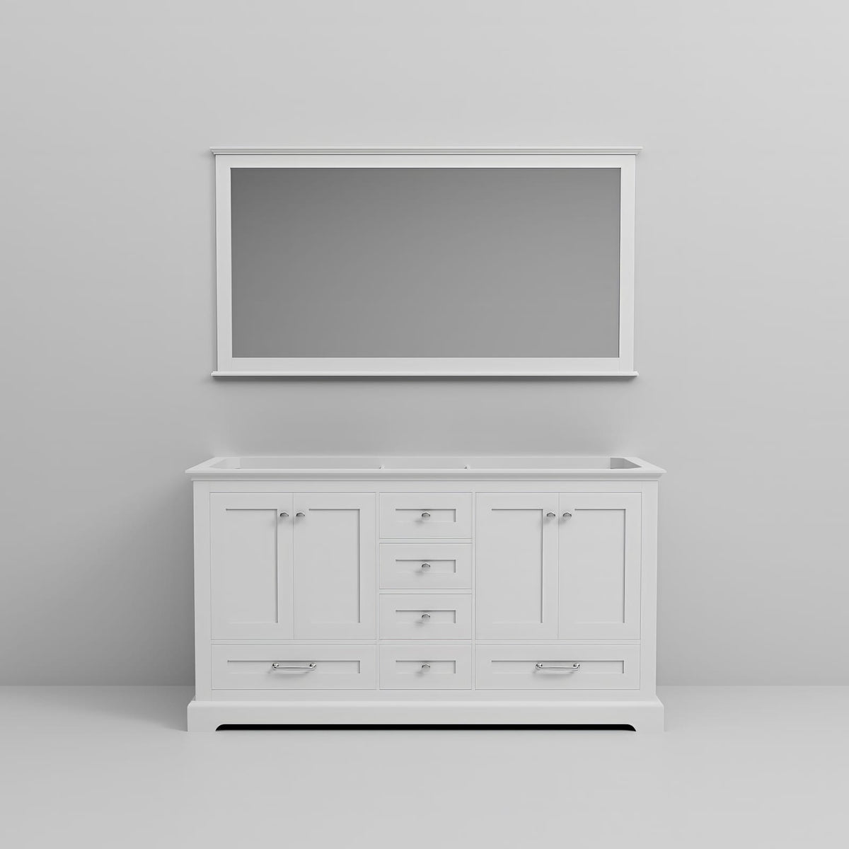 White Double Bath Vanity with Mirror & Storage for Bathroom