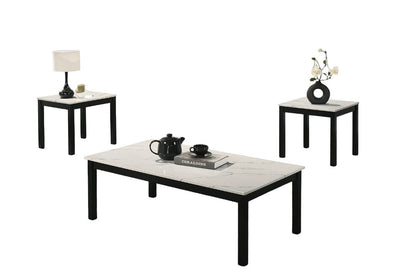 Contemporary White Table Set - Coffee & End Tables