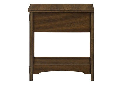 24 Inch Walnut Accent Table with Storage Drawer