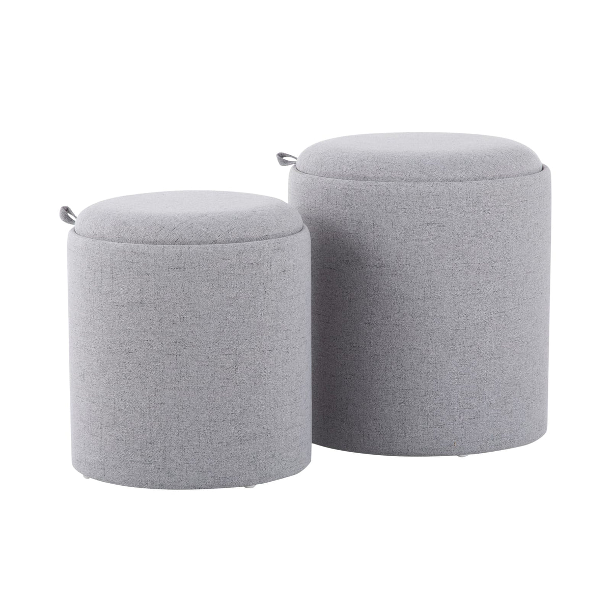 Grey Fabric Nesting Ottoman Set - 2 Piece