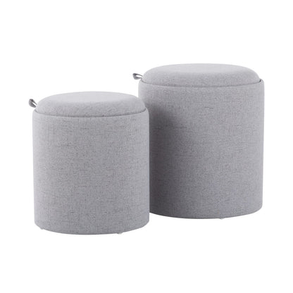 Grey Fabric Nesting Ottoman Set - 2 Piece