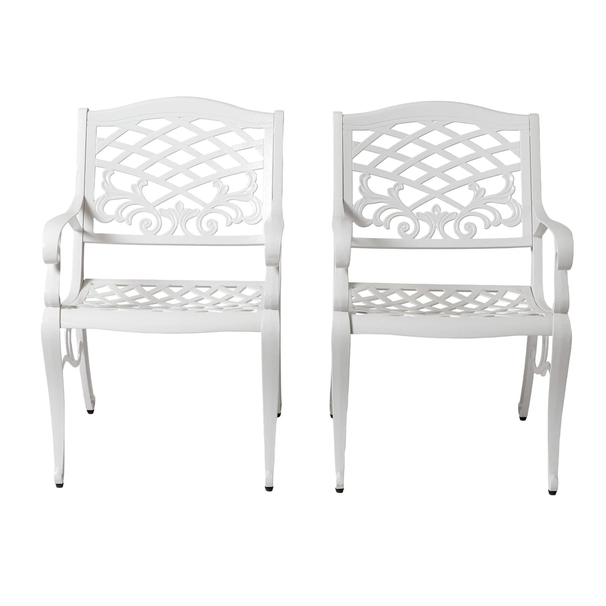 White Aluminium Outdoor Dining Set with Floral Lattice Design
