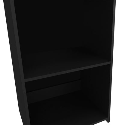 Black Melamine 3-Shelf Bookcase - Modern Storage for Living Room