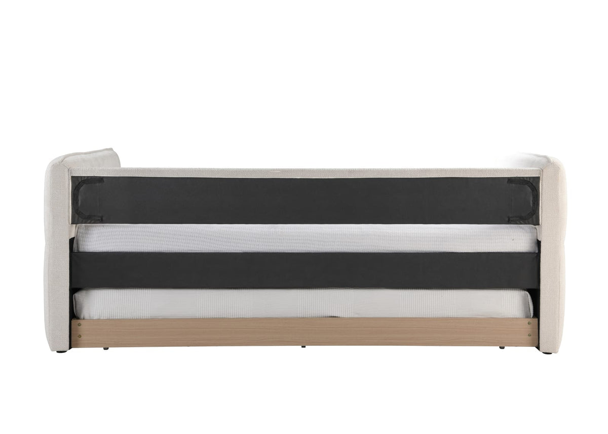 Oatmeal Modern Sofa Bed with Trundle - 86" Daybed for Living Room