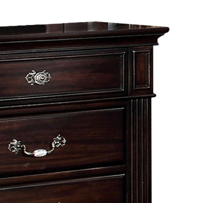 Dark Walnut Wood Nightstand - 17.37 x 29.25" for Bedroom