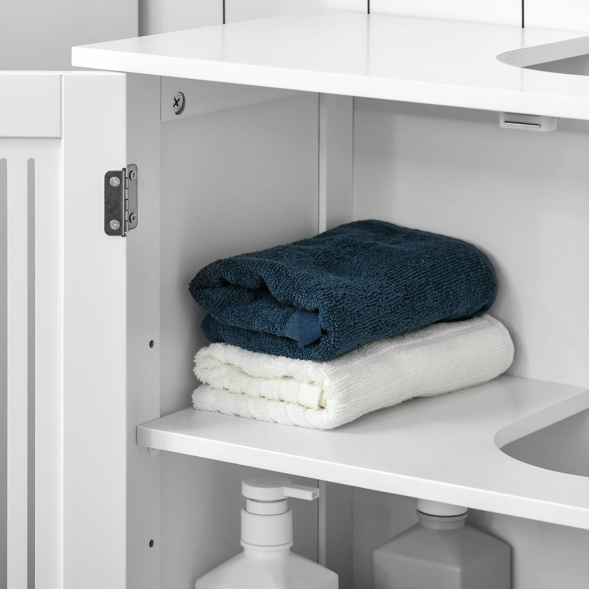 Kleankin White Under Sink Cabinet - 2 Doors, Adjustable Shelves
