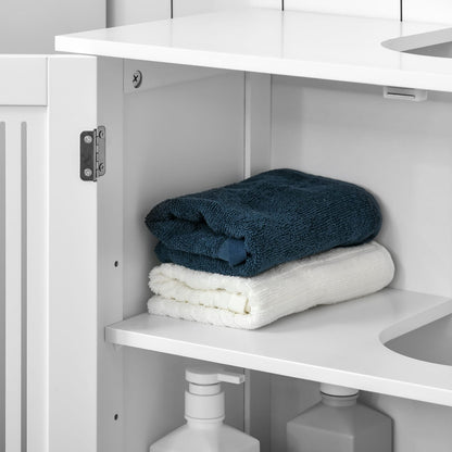Kleankin White Under Sink Cabinet - 2 Doors, Adjustable Shelves