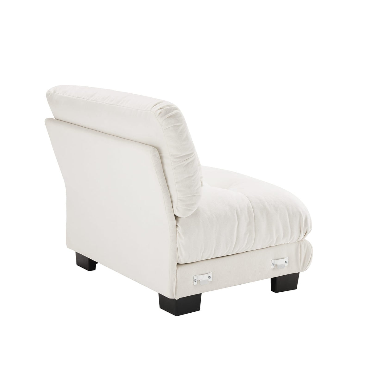 White Chenille Armless Sofa - 1 Seat for Living Room