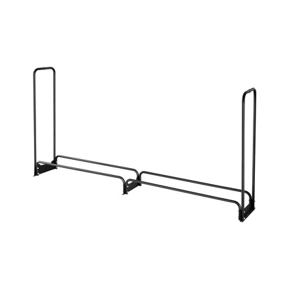 Black Iron Firewood Rack with Cover - 8ft Outdoor Log Holder