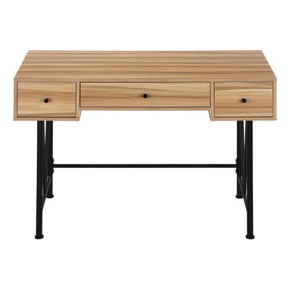 Brown Particle Board Computer Desk with Metal Legs for Modern Office