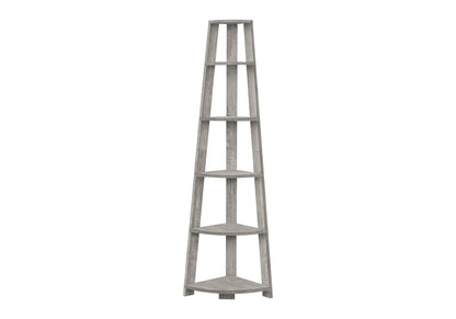 Grey Particle Board Corner Bookshelf for Bedroom Storage for Living Room