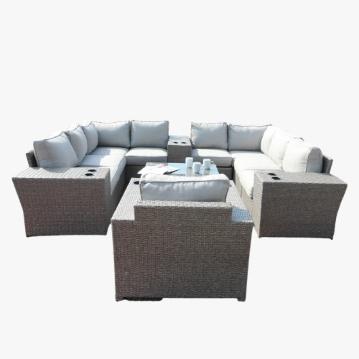 Grey Mix Wicker Outdoor Patio Set with Cushions for Poolside Living