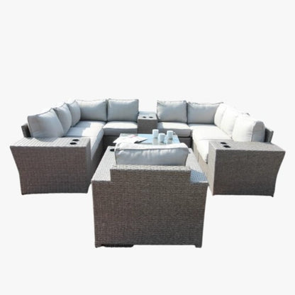 Grey Mix Wicker Outdoor Patio Set with Cushions for Poolside Living