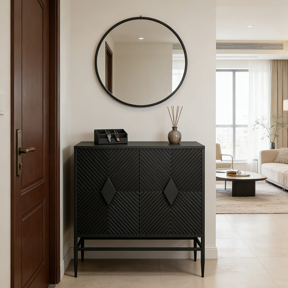 Black Accent Chest Storage Cabinet - 31.5" Modern Style