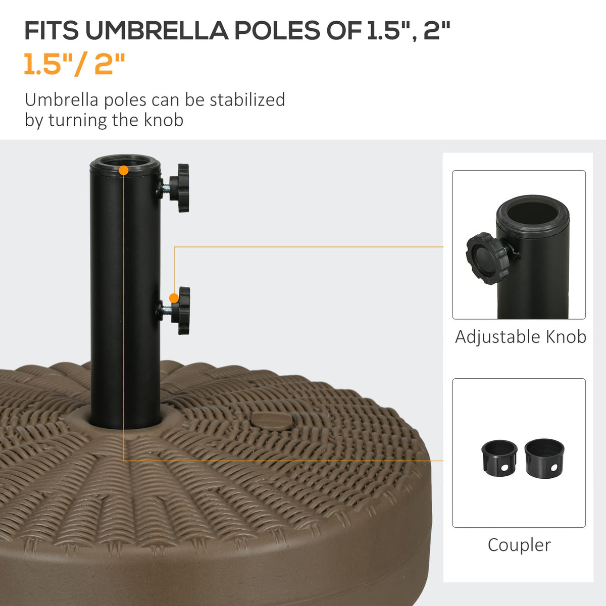 Outsunny 64 lb. Fillable Umbrella Base - Heavy Duty Outdoor Stand