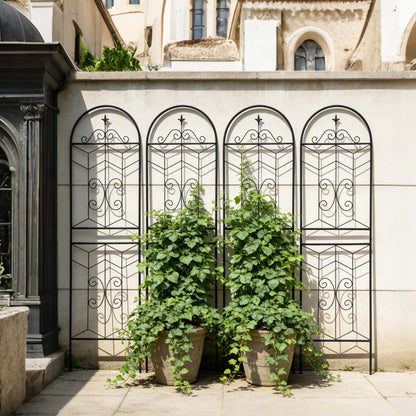 Black Metal Garden Trellis Panels - 4 Pack, 71 Inch