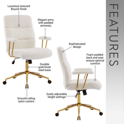 White Modern Office Chair Adjustable Height Desk Chair