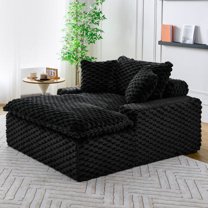 51 Inch Polyester Blend Sofa - Black Seat for Living Room