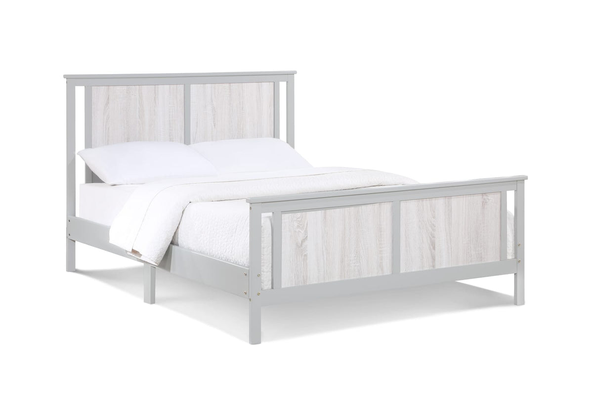 Gray Solid Wood Full Size Bed - Reversible Panel