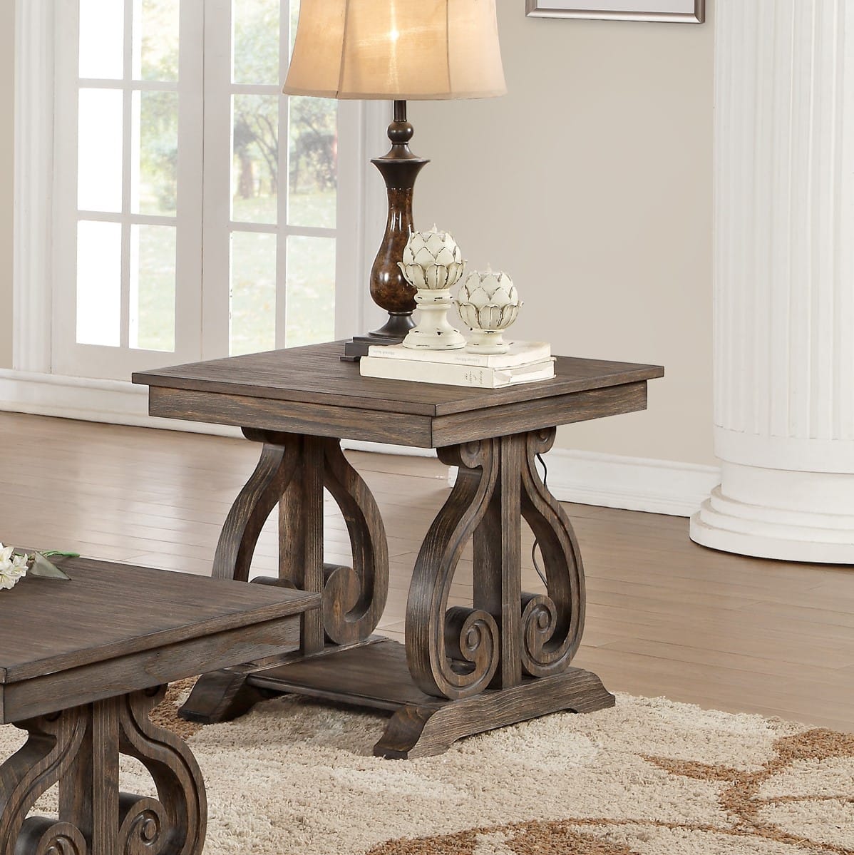 Classic Dark Oak End Table - Storage & Coffee Station