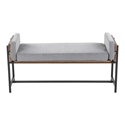 Grey Fabric Bench - Farmhouse Style Dining Benches