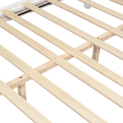White Solid Wood Queen Bed Frame - Comfortable & Durable for Bedroom