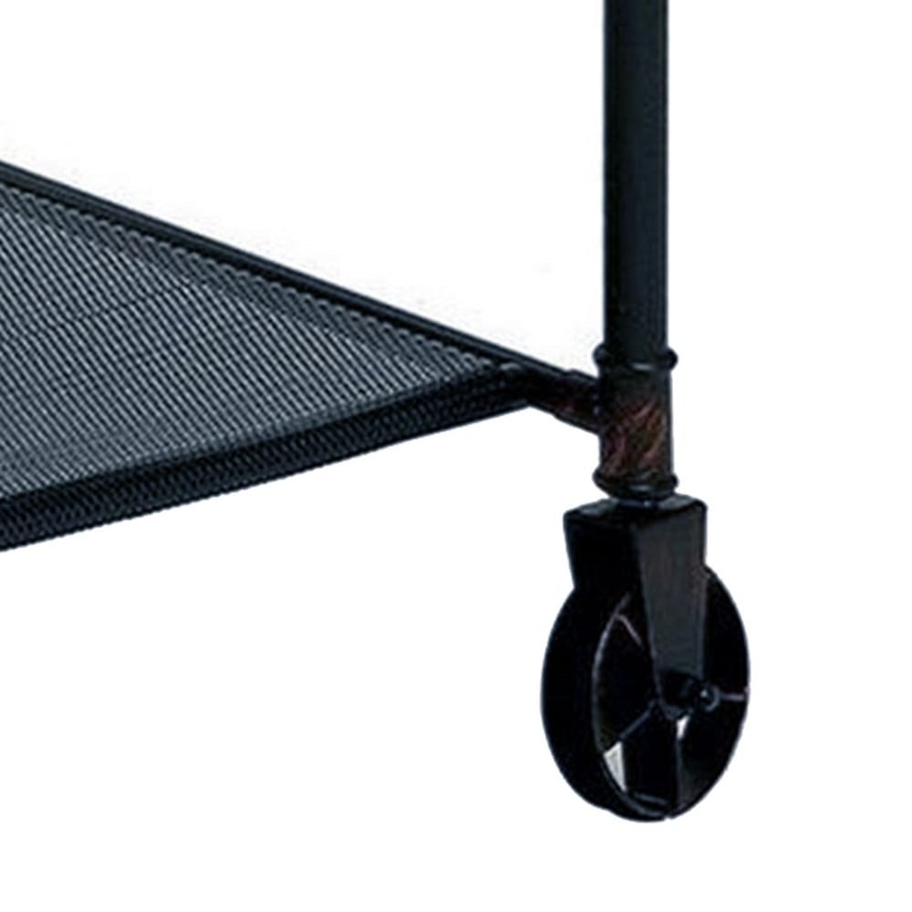 47 Inch Industrial Writing Desk - Black Metal, Brown Wood Storage