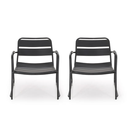 Matte Black Iron Patio Chair - 2 Person Set
