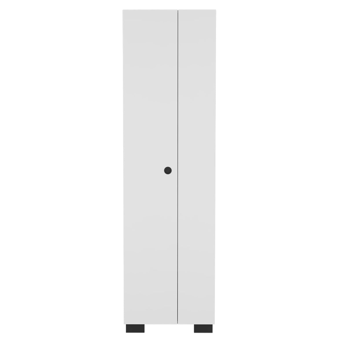 Slim White Broom Cabinet - Storage & Organization for Living Room