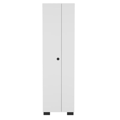 Slim White Broom Cabinet - Storage & Organization for Living Room