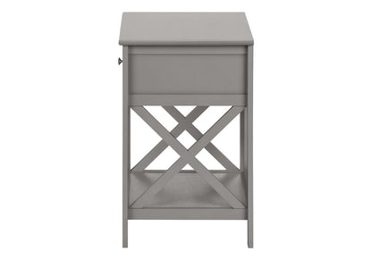 Grey MDF Accent Table - 2 Tier Storage Nightstand for Living Room