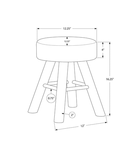 Grey Round Foam Ottoman with Wood Legs for Guest Room Seating for Living Room