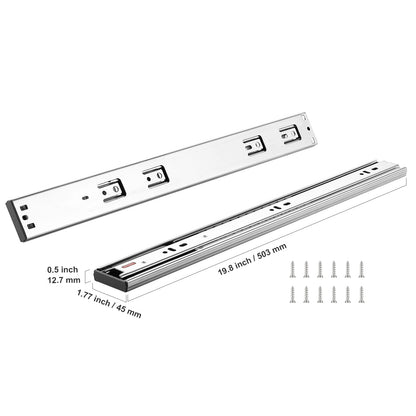 6 Pairs Drawer Slides - 20 Inch Steel, Full Extension Soft Close