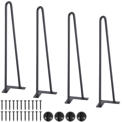 19" Hairpin Furniture Legs - Black Metal, 500lbs Capacity