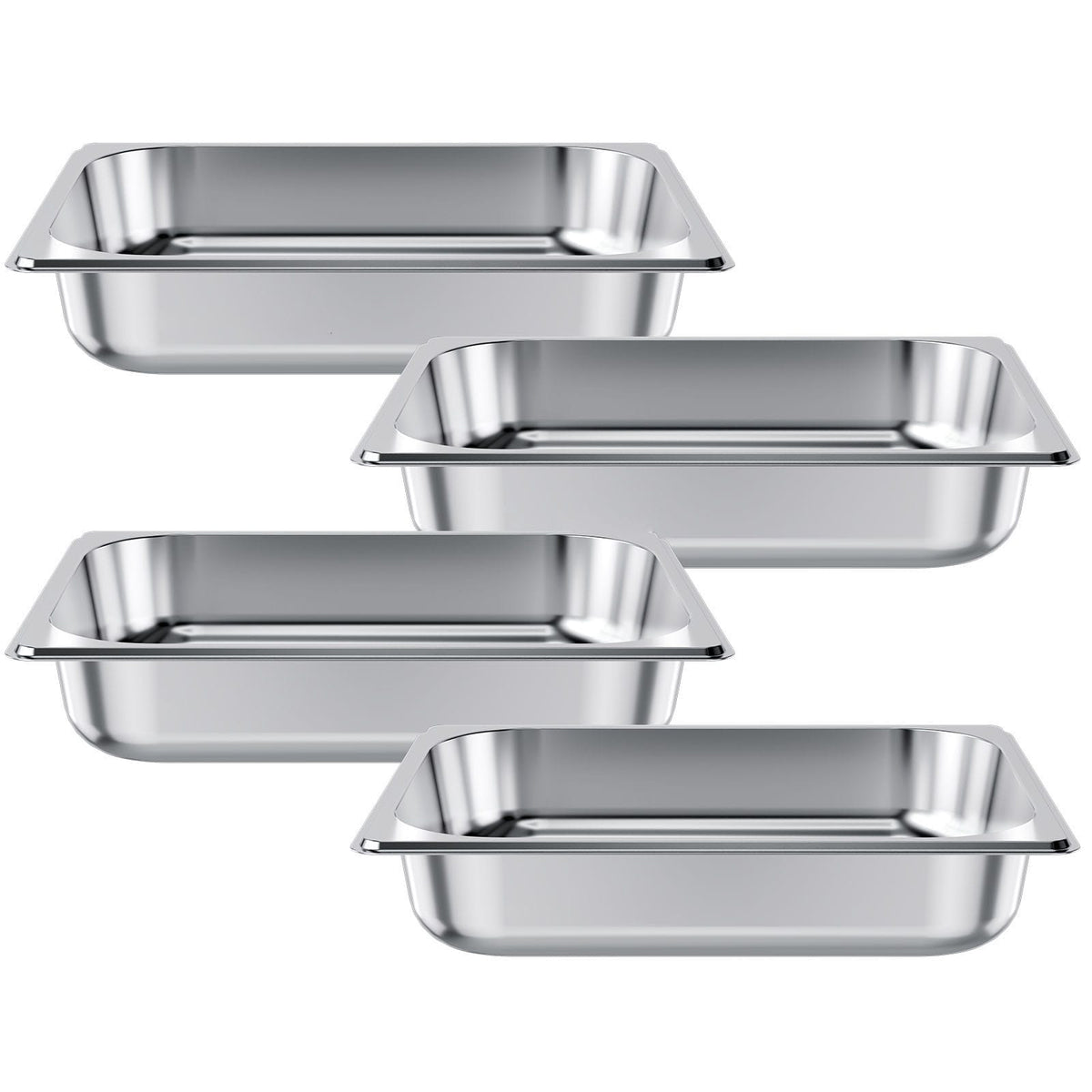 4 Pack Stainless Steam Hotel Pan - 1/2 Size Table Steam Pan, 2.5 Inch Deep