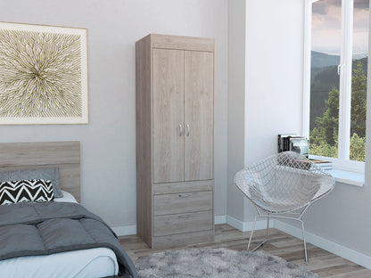 Light Gray Bedroom Dresser with Hanging Rod - 70.4" Tall