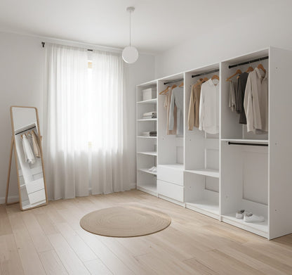 Prosper White Freestanding Walk-In Closet System - Wood & Melamine