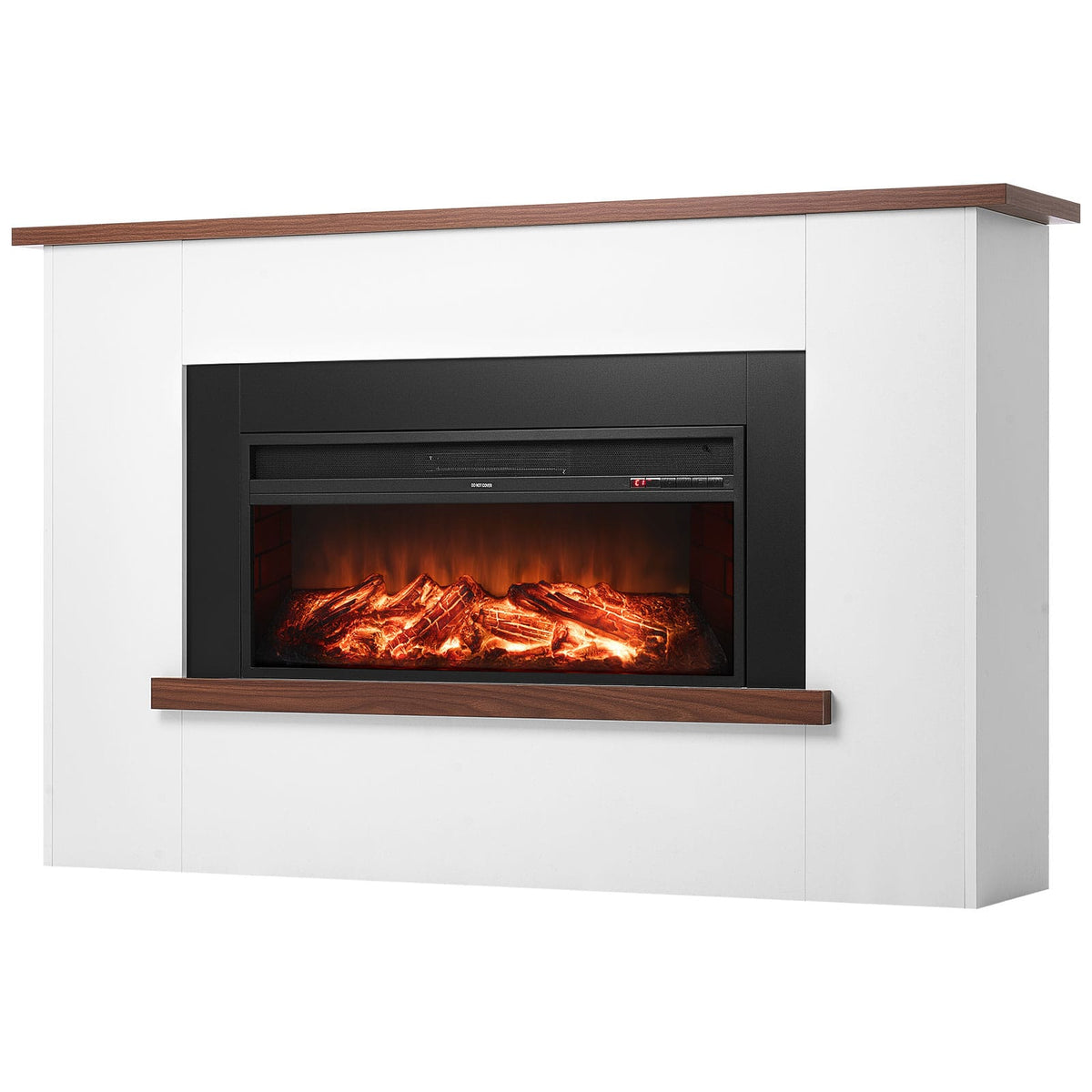 65.5 Inch Electric Fireplace Stove - Black White Steel