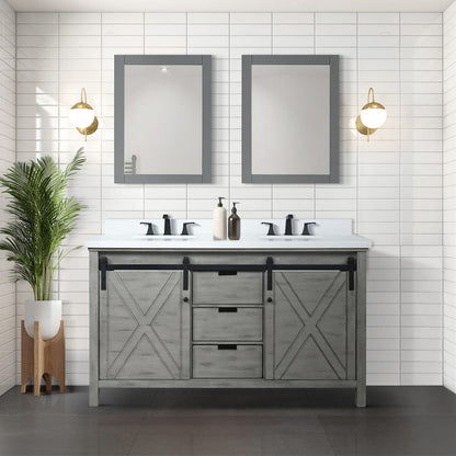 Ash Grey Double Bath Vanity - 60" Wide Storage Cabinet