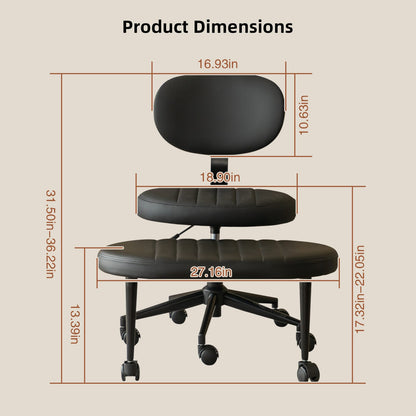 Black Faux Fur Cross Legged Office Chair - Ergonomic Support