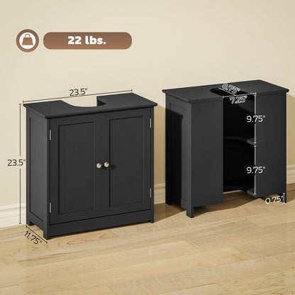 Black MDF Bathroom Sink Cabinet - Under Sink Storage