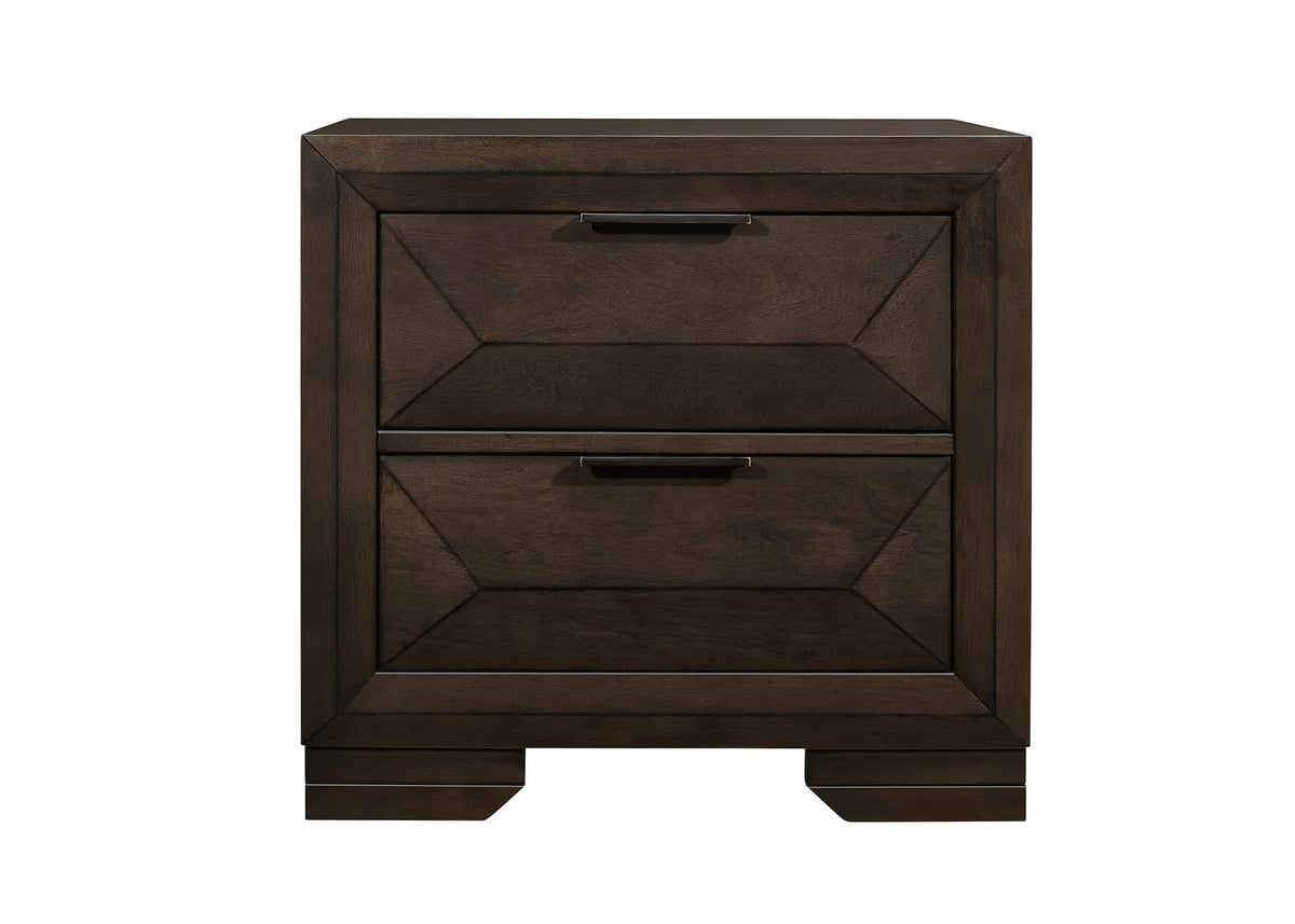 Contemporary Espresso 2-Drawer Nightstand - Bedroom Storage