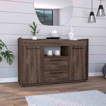 Brown Rectangular Desk with Drawers - Primary Living Space