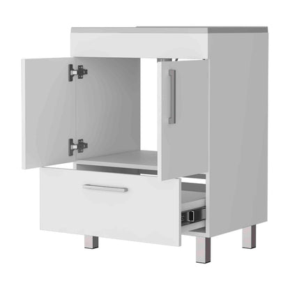 Modern White Double Door Bathroom Vanity with Drawer