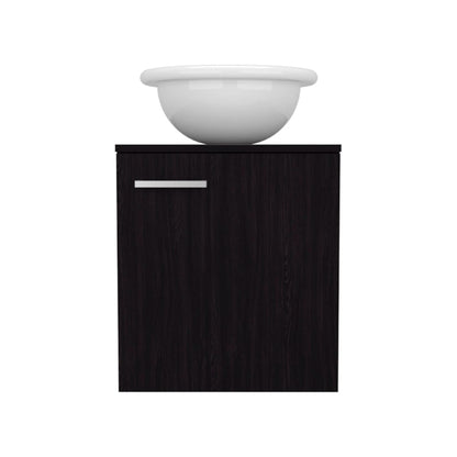 Black Floating Bathroom Vanity with Vessel Sink, Engineered Wood