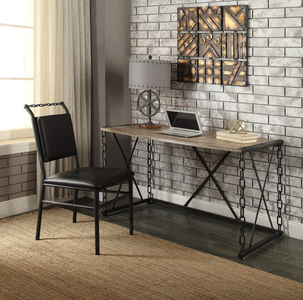 Black Oak Writing Desk - Rectangular Office Table